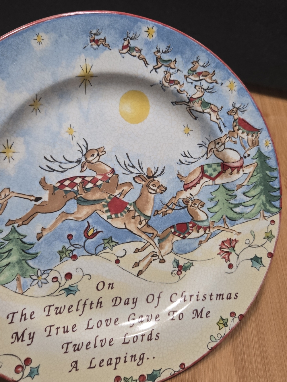 12th Day 12 Twelve Lords A Leaping  12 Days of Christmas plate 222 Fifth